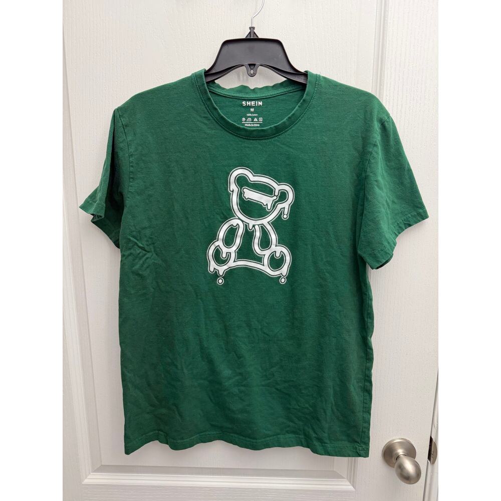 SHEIN Green Graphic Teddy Bear T-Shirt Size M